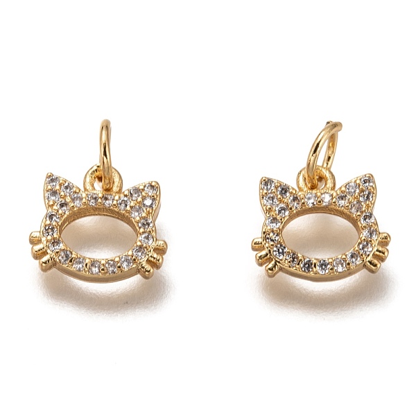 

PandaHall Brass Micro Pave Clear Cubic Zirconia Charms, Cadmium Free & Lead Free, Long-Lasting Plated, Cat, Golden, 9x10x2mm, Hole: 3mm...