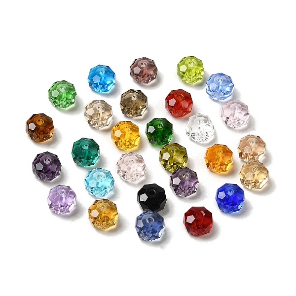 

PandaHall Transparent Glass Beads, Faceted, Rondelle, Mixed Color, 8x5mm, Hole: 1.2mm Glass Rondelle Multicolor