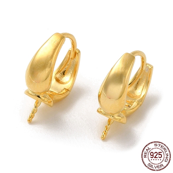 

PandaHall 925 Sterling Silver Hoop Earring Findings, for Half Drilled Beads, Real 18K Gold Plated, 19 Gauge, 14x10.5x4mm, Pin: 0.9mm...