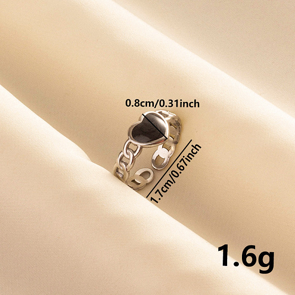 

PandaHall Fashionable Heart Enamel Open Cuff Ring, Simple Stainless Steel Jewelry for Women Stainless Steel Heart