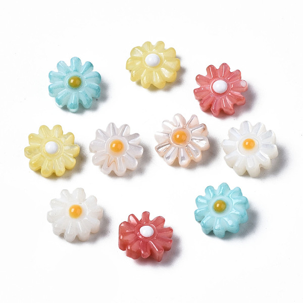 

PandaHall Natural Freshwater Shell Beads, with Enamel, Flower, Mixed Color, 8x4mm, Hole: 0.8mm Freshwater Shell Flower Multicolor