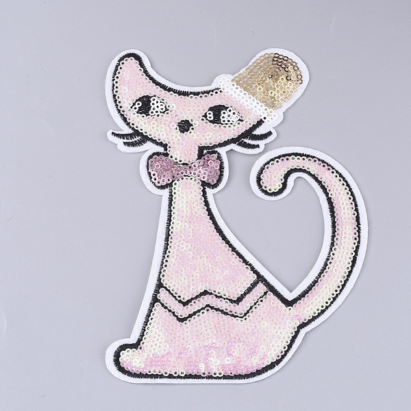 

PandaHall Computerized Embroidery Cloth Iron on/Sew on Patches, with Paillette/Sequins, Appliques, Costume Accessories, Cat, Colorful...