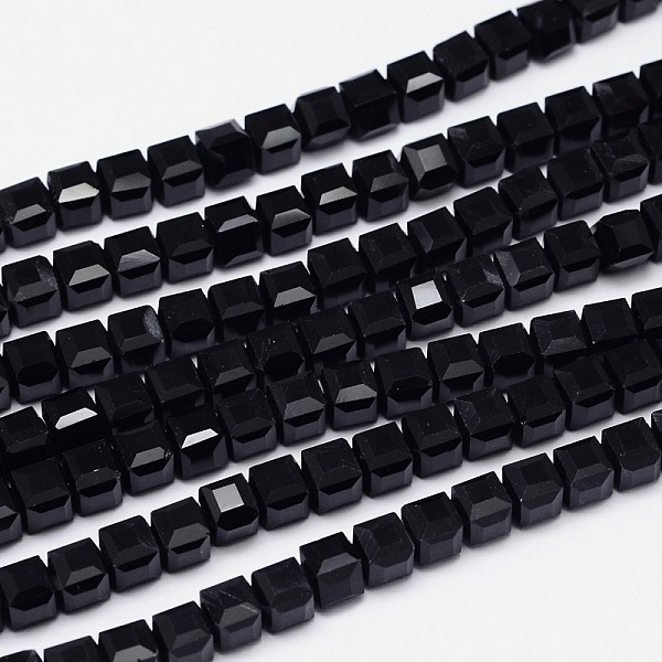 

PandaHall Faceted Cube Glass Bead Strands, Black, 5.5x5.5x5.5mm, Hole: 1mm, about 94pcs/strand, 20.4 inch Glass Cube Black