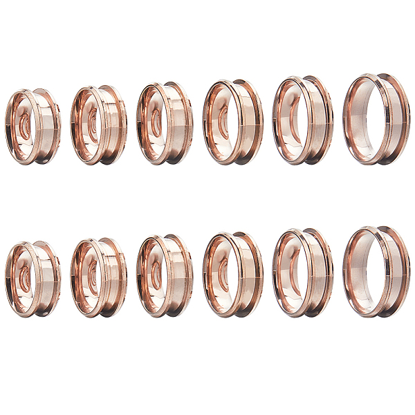 

PandaHall SUNNYCLUE 12Pcs 6 Size 304 Stainless Steel Grooved Finger Ring Settings, Ring Core Blank, for Inlay Ring Jewelry Making, Rose Gold...