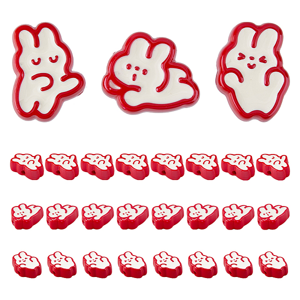 

PandaHall DICOSMETIC 24Pcs 3 Styles Cute Bunny Beads Enamel Rabbit Beads Easter Rabbit Beads Animal Theme Beads Loose Spacer Beads Opaque..., Red
