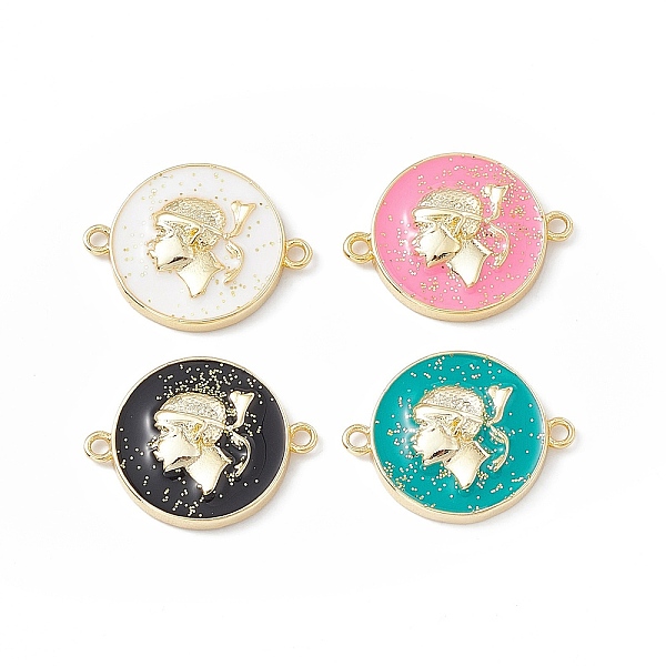 

PandaHall Rack Plating Brass Enamel Connector Charms, Flat Round Links with Boy, Real 18K Gold Plated, with Glitter Powder, Long-Lasting..., Multicolor
