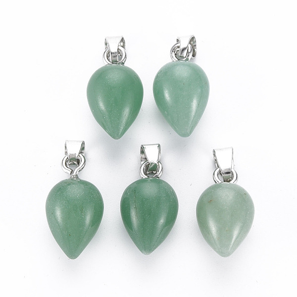

PandaHall Natural Green Aventurine Pendants, with Platinum Iron Pinch Bail, Teardrop, 20x11mm, Hole: 7x4mm Green Aventurine Acorn