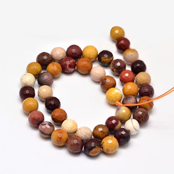 

PandaHall Faceted Natural Mookaite Round Bead Strands, 8mm, Hole: 1mm, about 47pcs/strand, 15 inch Mookaite Round