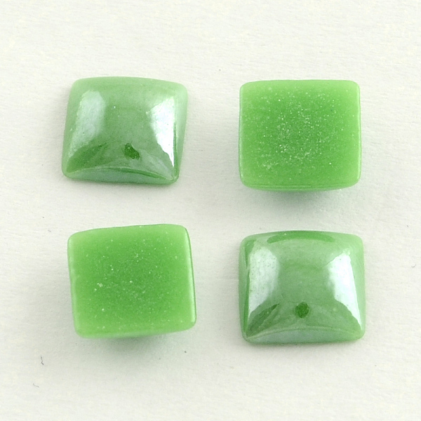 

PandaHall Pearlized Plated Opaque Glass Cabochons, Square, Dark Sea Green, 6x6x3mm Glass Square Green