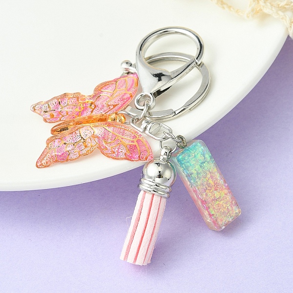 

PandaHall Resin & Acrylic Keychains, with Alloy Split Key Rings and Faux Suede Tassel Pendants, Letter & Butterfly, Letter I, 8.6cm Resin...