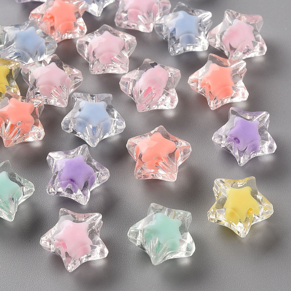 

PandaHall Transparent Acrylic Beads, Bead in Bead, Faceted, Star, Mixed Color, 14x15x8.5mm, Hole: 2mm Acrylic Star Multicolor