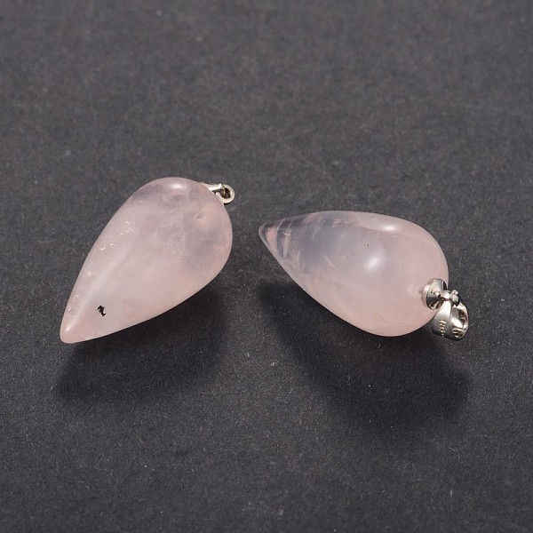 

PandaHall Teardrop Brass Gemstone Pendants, Platinum, Rose Quartz, 34x15mm, Hole: 4.5x3mm Rose Quartz Teardrop