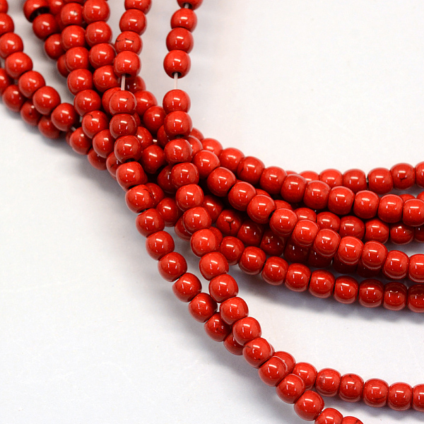 

PandaHall Synthetic Turquoise Bead Strands, Round, Dyed, Red, 6x5.5~6mm, Hole: 1.5mm, about 62~68pcs/strand, 14.9 inch~15.7 inch Synthetic...