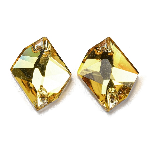 

PandaHall Irregular Rhombus Sew on Rhinestone, 2 Hole Links, Flat Back & Back Plated, Garment Accessories, Light Topaz..., Yellow