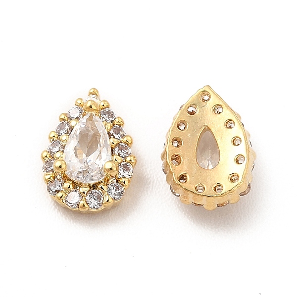 

PandaHall Brass Micro Pave Cubic Zirconia Cabochons, with Glass, Nail Art Decorations, Teardrop, 8.5x6x3.3mm Brass Teardrop Clear