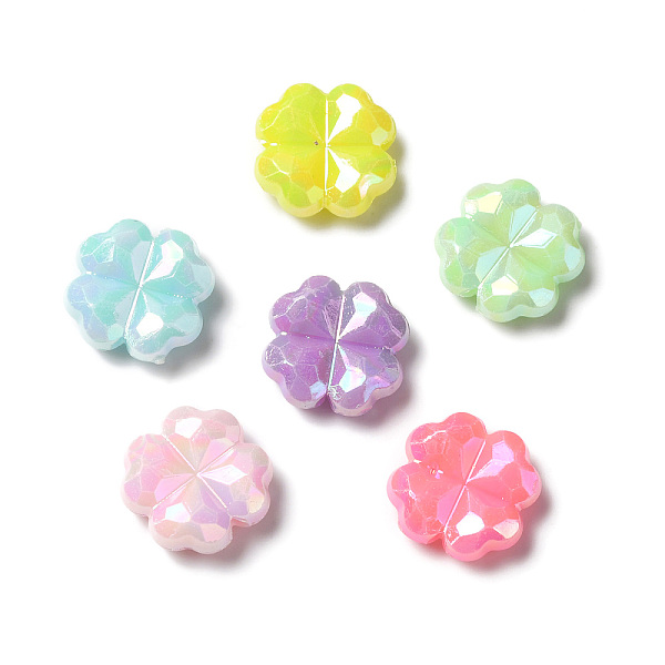 

PandaHall Opaque Acrylic Beads, AB Color Plated, Clover, Mixed Color, 11x11x4mm, Hole: 1.4mm, about 1667pcs/500g Acrylic Clover Multicolor