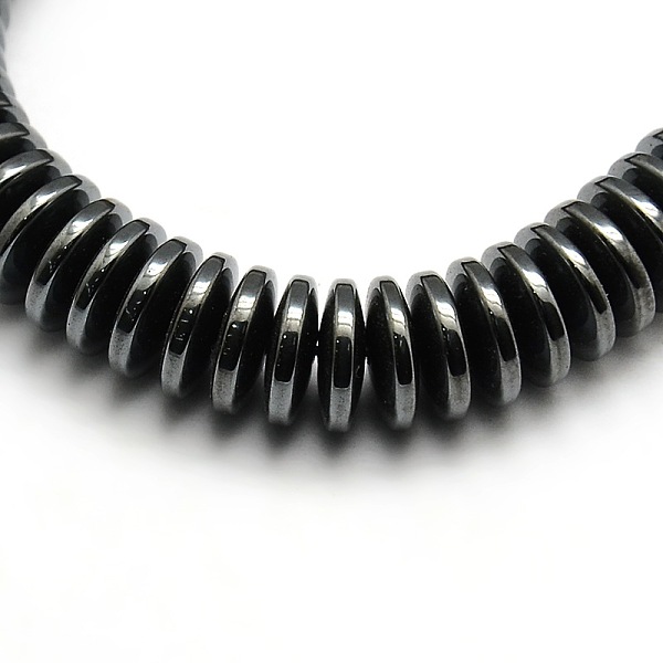 

PandaHall Grade AA Non-magnetic Synthetic Hematite Beads Strands, Heishi Beads, Disc/Flat Round, 8x2mm, Hole: 1mm, about 200pcs/strand, 16...