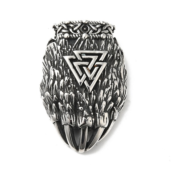 

PandaHall 304 Stainless Steel Manual Polishing Pendants, Bear Paw with Valknut, Antique Silver, 41x27x10.5mm, Hole: 4.5mm 304 Stainless...