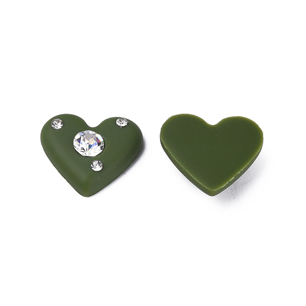 

PandaHall Acrylic Cabochons, with Crystal Rhinestone, Heart, Dark Olive Green, 19.5x21x6.5mm Acrylic Heart Clear