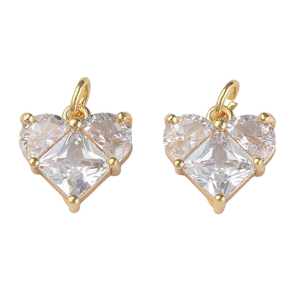 

PandaHall Brass Micro Pave Clear Cubic Zirconia Pendants, with Jump Rings, Nickel Free, Real 18K Gold Plated, Heart, Clear, 12x12x3.5mm...