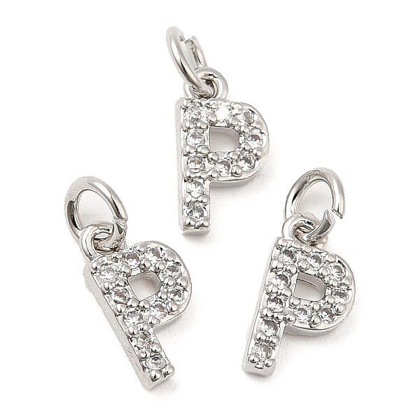 

PandaHall Brass Micro Pave Grade AAA Cubic Zirconia Charms, Letter P, Cadmium Free & Nickel Free & Lead Free, Real Platinum Plated..., Clear