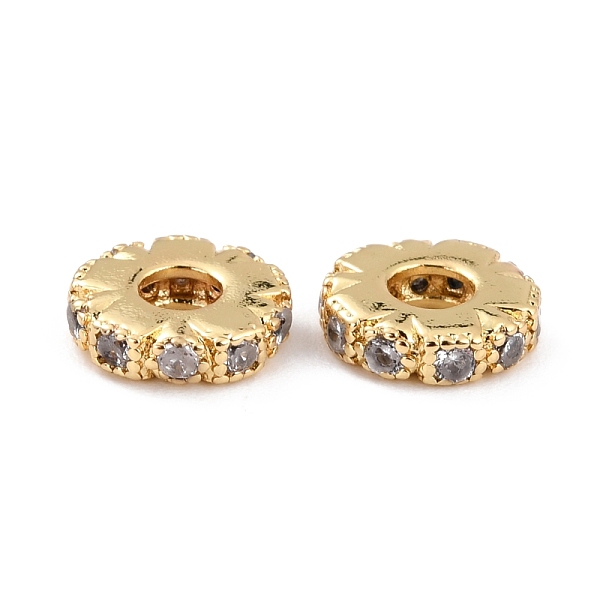 

PandaHall Brass Micro Pave Clear Cubic Zirconia Beads, Long-Lasting Plated, Cadmium Free & Lead Free, Flat Round, Real 18K Gold Plated...