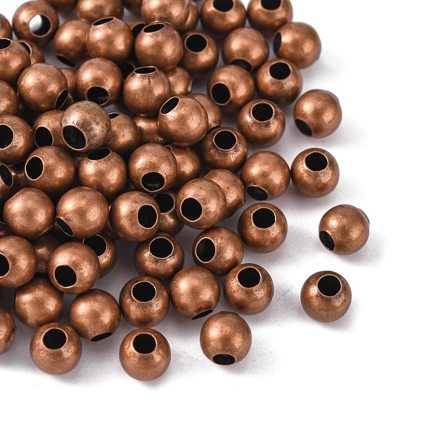 

PandaHall Brass Smooth Round Beads, Seamed Bead Spacers, Red Copper, 6mm, Hole: 2.5mm Brass Round