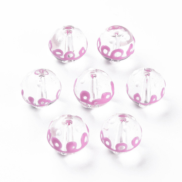 

PandaHall Transparent Glass Enamel Beads, Round, Pearl Pink, 12x11mm, Hole: 1.5mm Glass Round