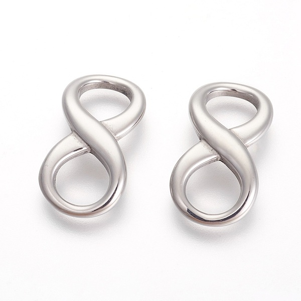 

PandaHall 304 Stainless Steel Links connectors, Infinity, Stainless Steel Color, 28.5x15x3mm, Hole: 9mm 304 Stainless Steel Infinity