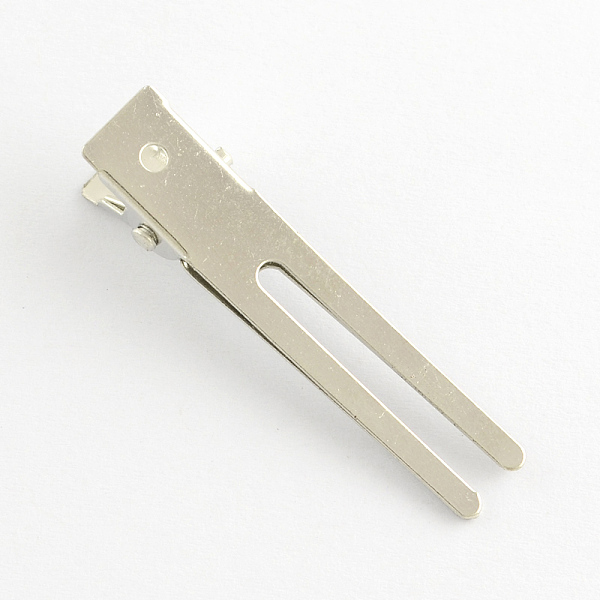 

PandaHall Iron Alligator Hair Clip Findings, DIY Material for Children's Day Kids Hair Clips, Platinum, 46x9mm Iron