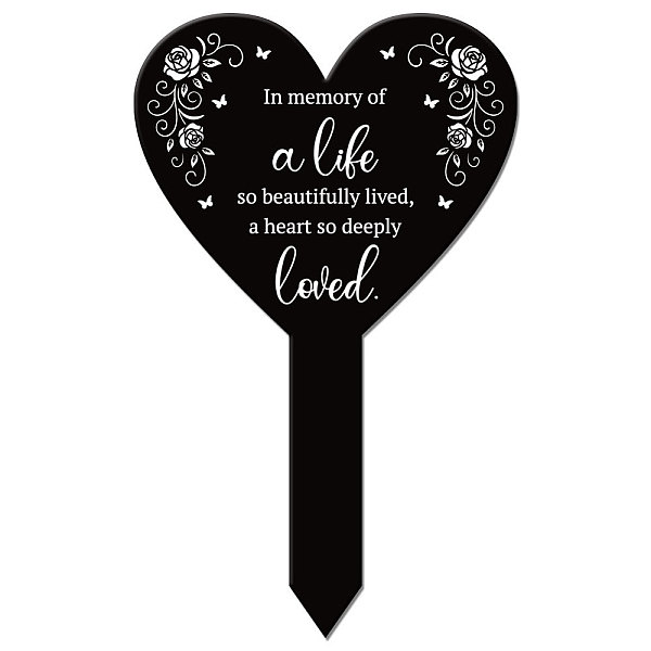 

PandaHall GLOBLELAND Heart Love Garden Stake Memorial Remembrance Plaque Stake for Cemetery Acrylic Grave Stake Waterproof Sympathy Garden..., Black