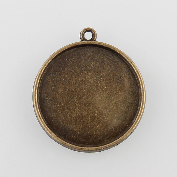 

PandaHall Vintage Flat Round Alloy Pendant Cabochon Settings, Double-sided Tray, Cadmium Free & Nickel Free & Lead Free, Antique Bronze...
