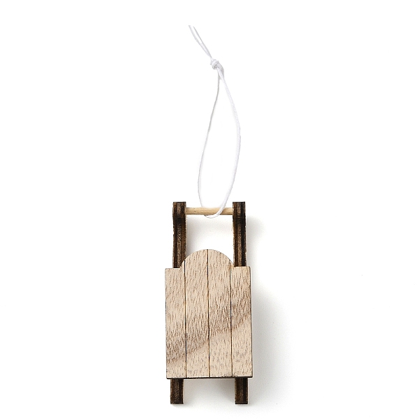 

PandaHall Christmas Unfinished Wood Pendant Decorations, Wall Decorations, with Burlap Ropes, Sleigh, 13.2cm Wood Sleigh