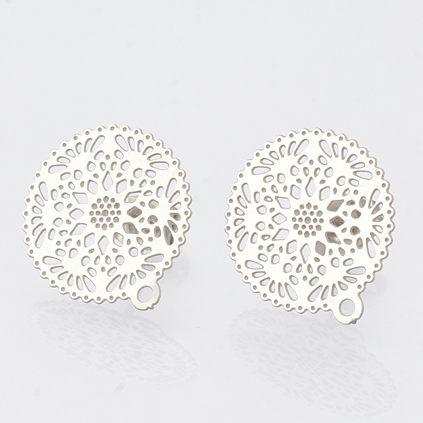 

PandaHall 304 Stainless Steel Stud Earring Findings, with Loop, Flat Round, Stainless Steel Color, 16.5x15mm, Hole: 1mm, pin: 0.7mm 304...
