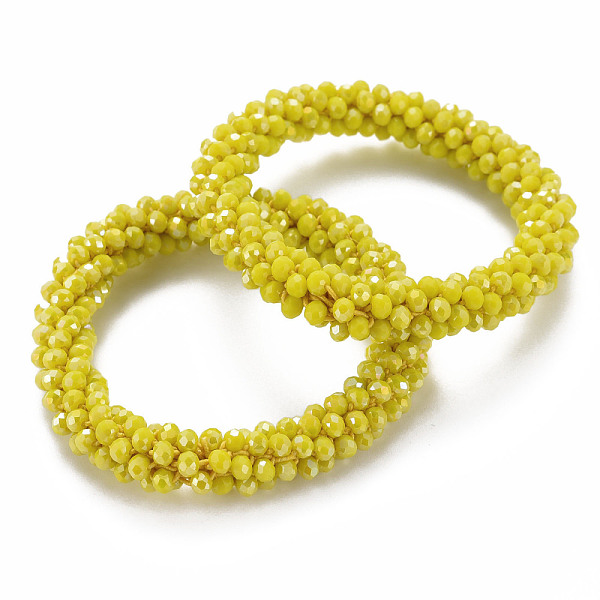 

PandaHall AB Color Plated Faceted Opaque Glass Beads Stretch Bracelets, Womens Fashion Handmade Jewelry, Yellow, Inner Diameter: 1-3/4 inch...