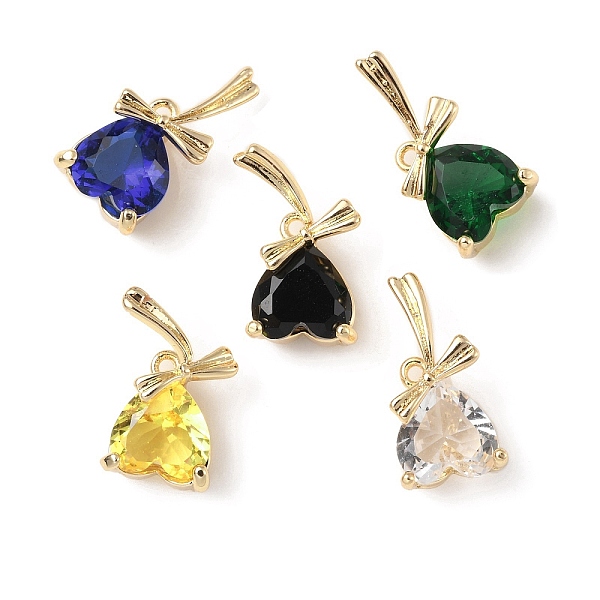 

PandaHall Brass with K9 Glass Pendants, Light Gold, Heart with Bowknot Charms, Mixed Color, 15x7.5x5.5mm, Hole: 0.9mm K9 Glass Heart..., Multicolor