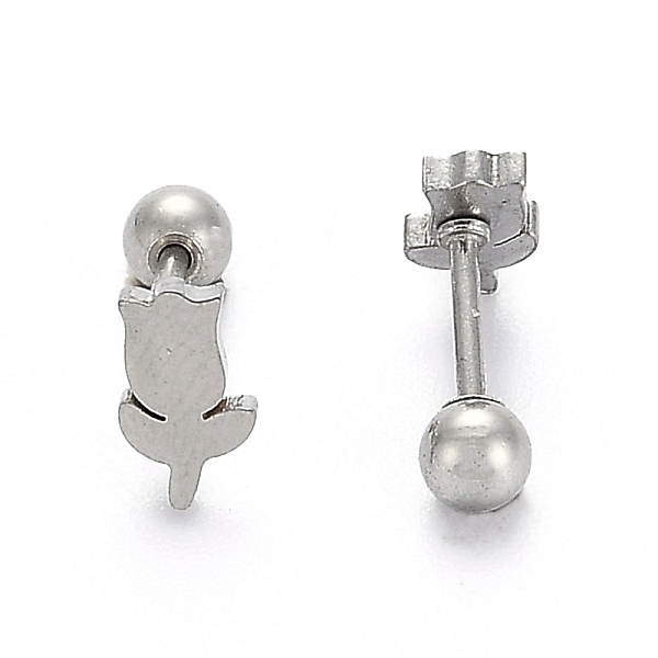 

PandaHall 201 Stainless Steel Barbell Cartilage Earrings, Screw Back Earrings, with 304 Stainless Steel Pins, Rose, Stainless Steel Color...