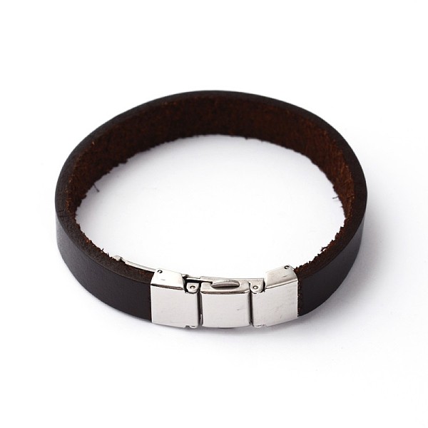 

PandaHall 304 Stainless Steel Leather Cord Bracelets, Coconut Brown, 60mm Leather Brown