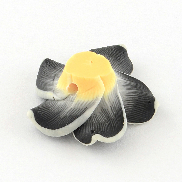 

PandaHall Handmade Polymer Clay 3D Flower Plumeria Beads, Black, 30x11mm, Hole: 2mm Polymer Clay Flower Black