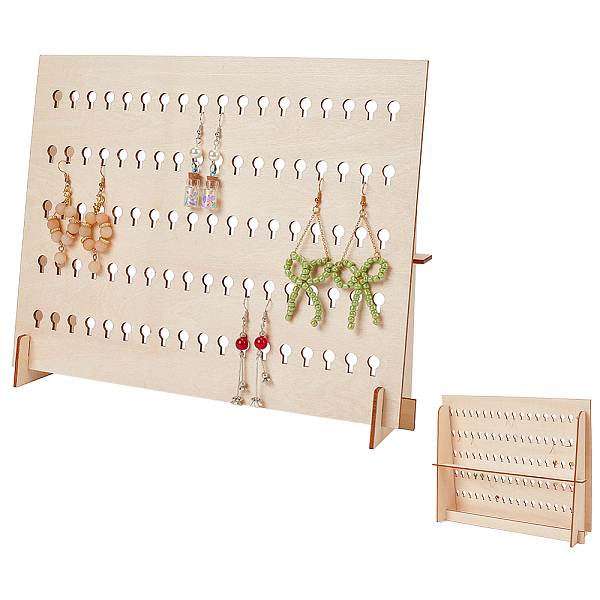 

PandaHall Wood Slant Back Earring Display Stands, Rectangle Jewelry Organizer Holder for Earring Storage, Bisque, 7.5x28x23cm Wood Orange