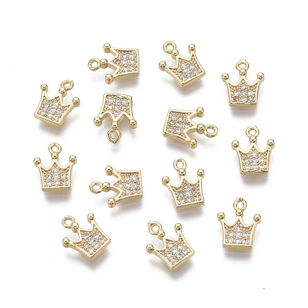

PandaHall Brass Micro Pave Clear Cubic Zirconia Charms, Nickel Free, Crown, Real 18K Gold Plated, 9.5x8x2mm, Hole: 0.9mm Brass+Cubic...