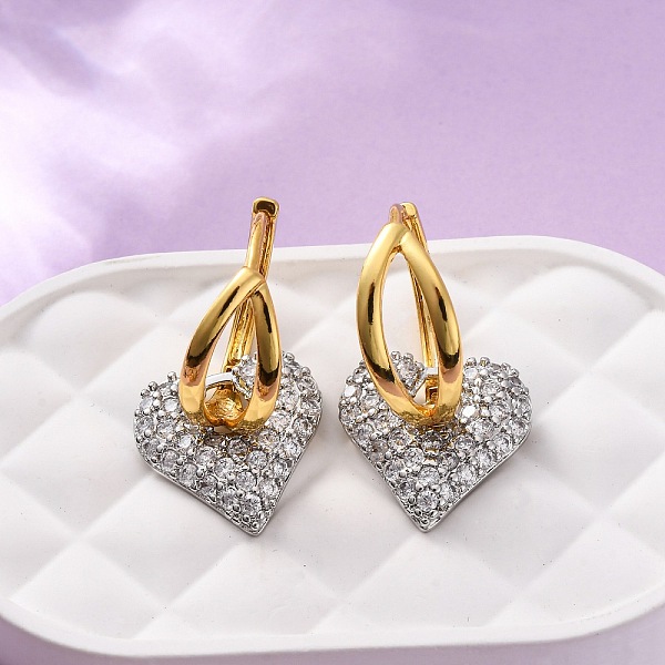 Boucles d'oreilles créoles en laiton zircon cubique micro pavé