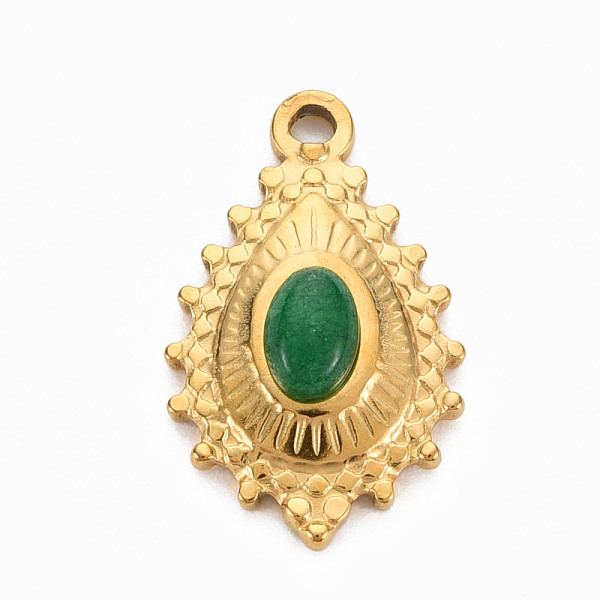 

PandaHall 304 Stainless Steel Pendants, with White Jade, Teardrop, Dyed & Heated, Sea Green, 22x14x5mm, Hole: 1.6mm 304 Stainless Steel...