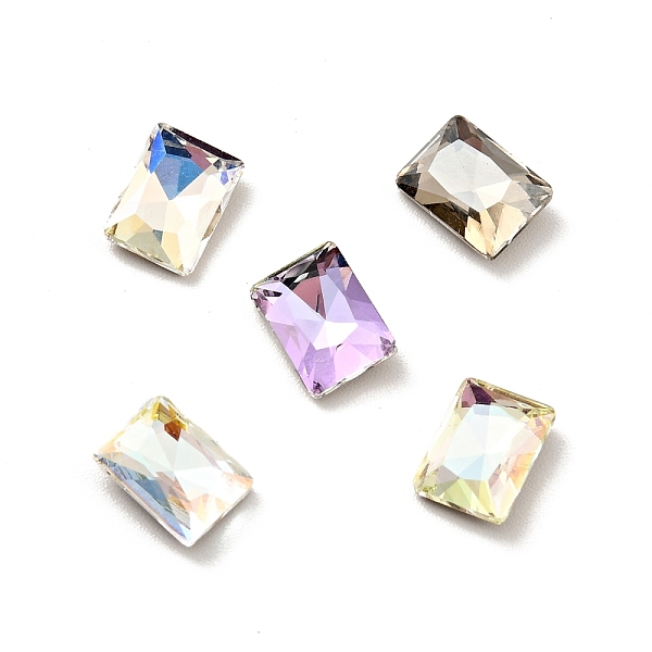 

PandaHall K9 Glass Rhinestone Cabochons, Flat Back & Back Plated, Faceted, Rectangle, Mixed Color, 8x6x2.5mm Glass Rhinestone Rectangle..., Multicolor