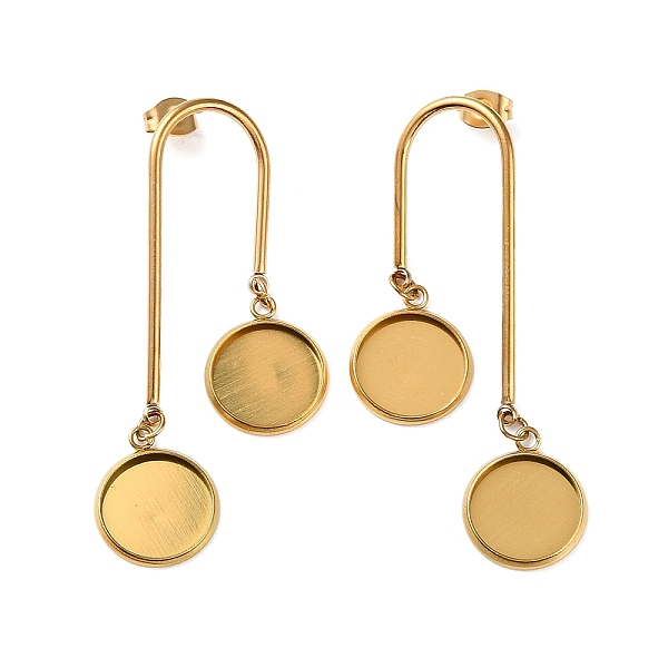 

PandaHall 304 Stainless Steel Stud Earring Findings, Earring Settings, Double Flat Round, Golden, 54x27mm, Pin: 0.8mm, Tray: 12mm 304...
