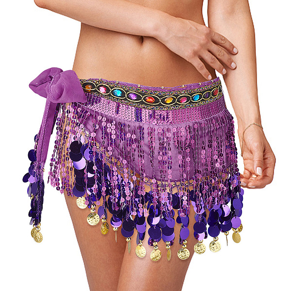 

PandaHall Polyester Tassel Fringe Trimming, Garment Accessories, Plastic Sequins and Acrylic Rhinestone Chains Belt for Women, Dark Orchid...