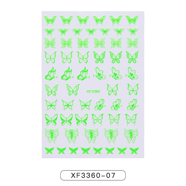 

PandaHall Nail Art Stickers, Self-adhesive, For Nail Tips Decorations, Butterfly Pattern, Lime, 9.5x6.5cm Paper Butterfly Green