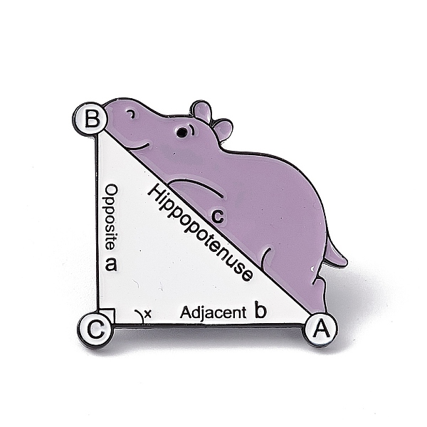 

PandaHall Word Hippopotenuse Adjacent Opposite Enamel Pin, Electrophoresis Black Alloy Brooch for Backpack Clothes, Hippo Pattern, 28x30x2mm..., Purple