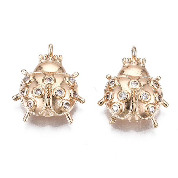 

PandaHall Brass Micro Pave Clear Cubic Zirconia Pendants, Long-Lasting Plated, Cadmium Free & Lead Free, Ladybug, Light Gold, 17x15x6mm...