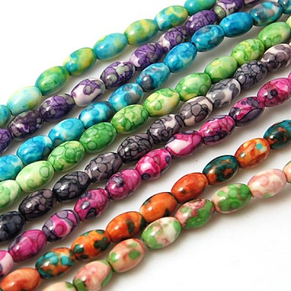 

PandaHall Synthetic Ocean White Jade Beads Strands, Dyed, Rice, Mixed Color, 8x5mm, Hole: 1mm, about 50pcs/strand, 15.74 inch Ocean White..., Multicolor
